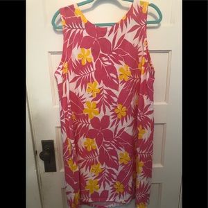 Cute Hibiscus print rayon shift dress